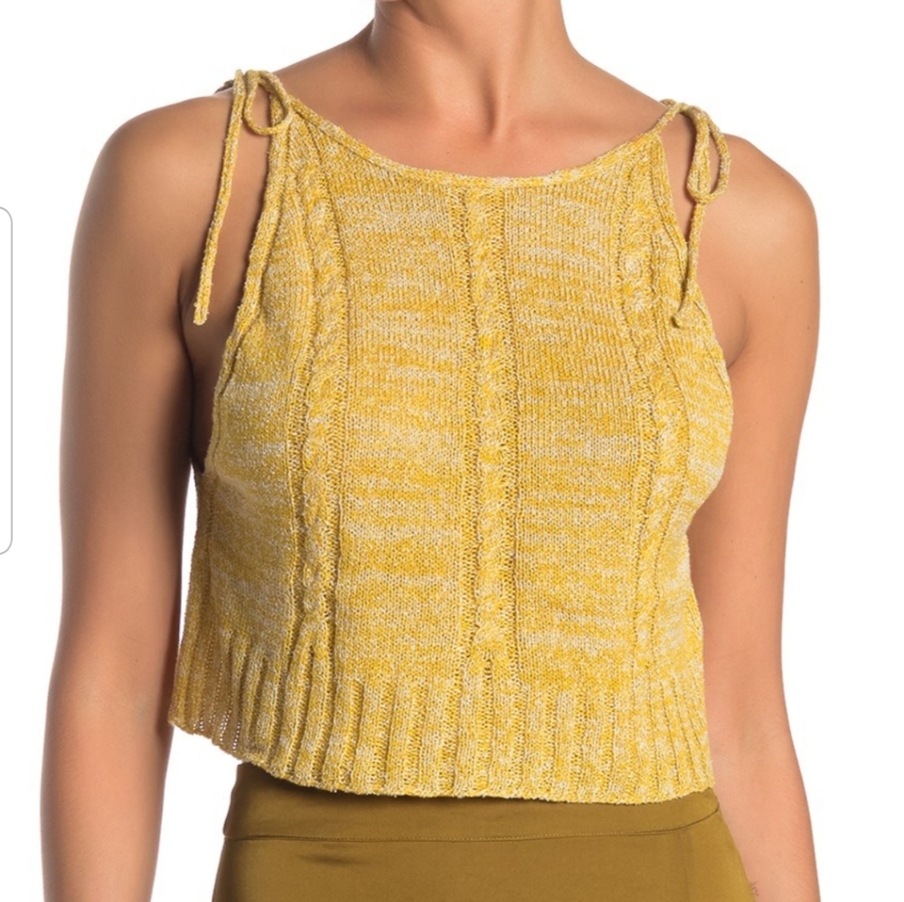 Free People Knitted Bombshell Tank Top in Yellow